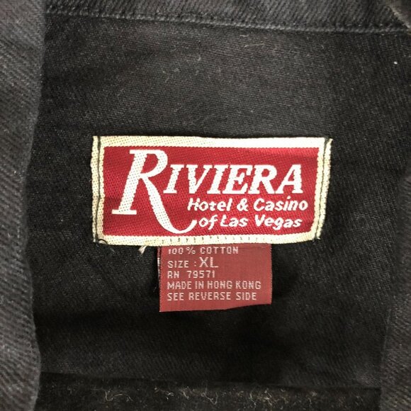 Riviera Hotel & Casino Mens Denim Jacket Vintage Retro Trucker Cotton Black XL - Picture 5 of 5